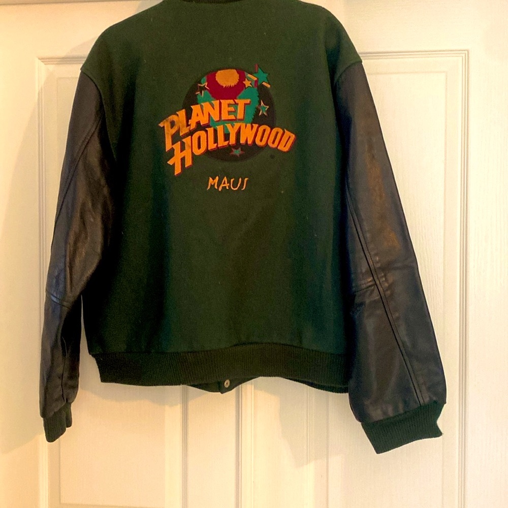 Vintage Planet Hollywood Maui wool and leather men's jacket